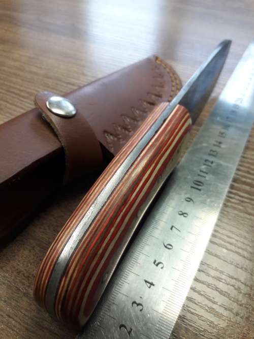 Handmade DAMASCUS Steel Hunting Knife with Wooden handle scales.FULL TANG !!!!!!