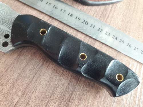 Handmade DAMASCUS Steel Hunting Knife, Micarta handle scales.  BIG SIZE !!