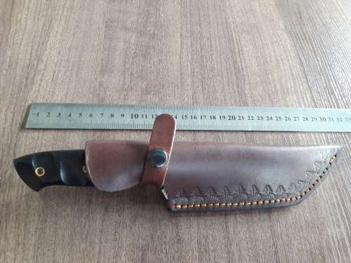 Handmade DAMASCUS Steel Hunting Knife, Micarta handle scales.  BIG SIZE !!