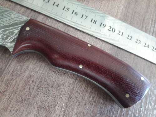 Handmade DAMASCUS Steel Hunting Knife, Micarta handle scales.