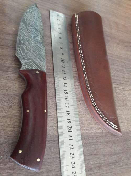 Handmade DAMASCUS Steel Hunting Knife, Micarta handle scales.