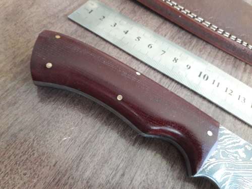 Handmade DAMASCUS Steel Hunting Knife, Micarta handle scales.