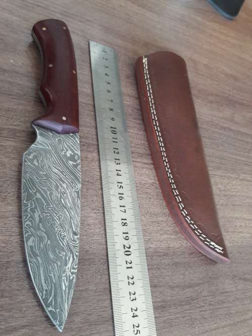 Handmade DAMASCUS Steel Hunting Knife, Micarta handle scales.
