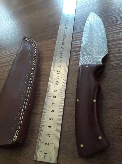 Handmade DAMASCUS Steel Hunting Knife, Micarta handle scales.