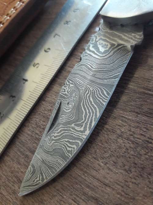 Handmade Damascus steel folding knife with MICARTA handle scales. THIS AUCTION will only ship 28th