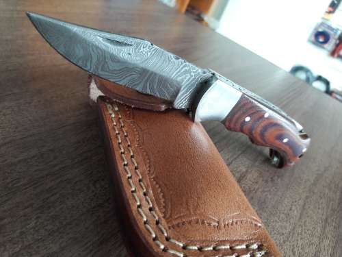 Handmade Damascus steel folding knife with MICARTA handle scales. GREAT GIFT !!!!