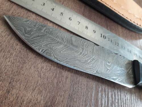 Handmade DAMASCUS Steel Hunting Knife, BURNT Camel Bone & Wooden Handle scales. GIFT TIME !!!!