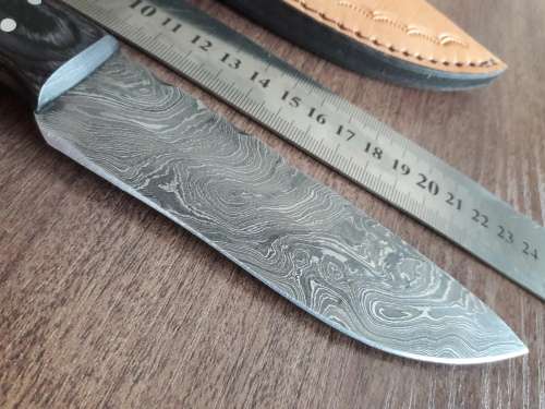 Handmade DAMASCUS Steel Hunting Knife, BURNT Camel Bone & Wooden Handle scales. GIFT TIME !!!!