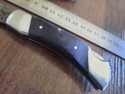 Handmade Damascus steel folding knife with MICARTA handle scales. GREAT GIFT !!!!