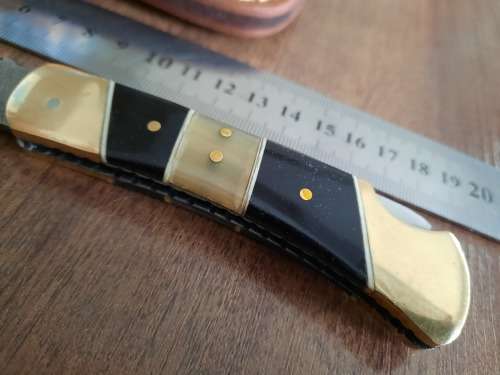 Handmade Damascus steel folding knife with Camel Bone & BULL HORN  handle scales