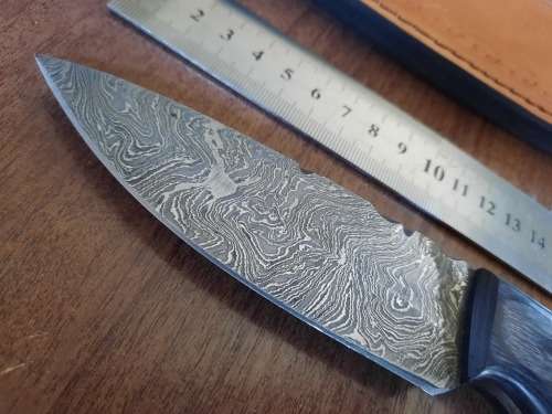 Handmade DAMASCUS Steel Hunting Knife, BURNT Camel Bone & Wooden Handle scales. GIFT TIME !!!!