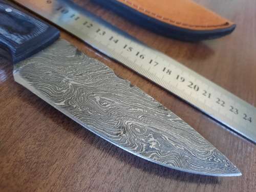 Handmade DAMASCUS Steel Hunting Knife, BURNT Camel Bone & Wooden Handle scales. GIFT TIME !!!!