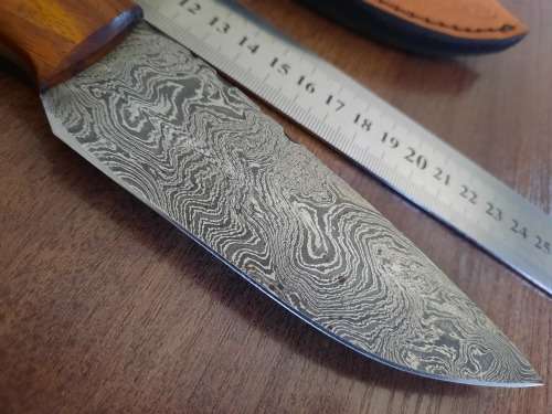 Handmade Damascus steel HUNTING  knife with WOODEN handle scales.
