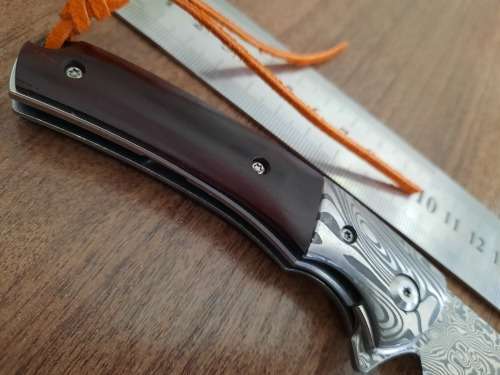 Damascus VG-10 Stainless Steel folding knife, RAZOR Sharp, Bolster Patterned, High Carbon SS