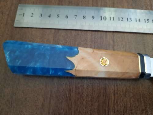 Damascus VG-10 Stainless Steel Japanese Chef's knife, Exotic Burl & Epoxy Resin handle, RAZOR SHARP,
