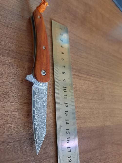 Damascus VG-10 Stainless Steel folding knife, RAZOR Sharp, NO POUCH, High Quality, Rosewood handle.