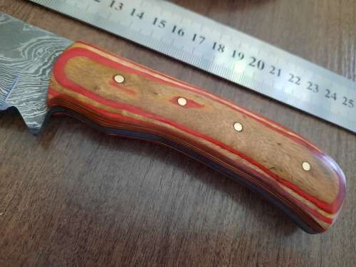 Handmade Damascus steel HUNTING  knife with WOODEN handle scales.
