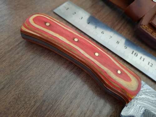 Handmade Damascus steel HUNTING  knife with WOODEN handle scales.