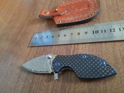 Damascus VG-10 Stainless Steel folding knife, RAZOR Sharp, High End TITANIUM & Carbon Fiber handle.