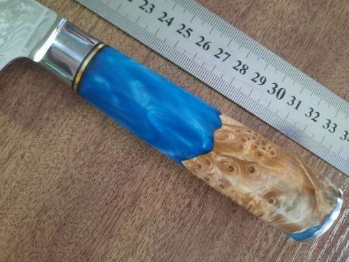 Damascus VG-10 Stainless Steel Japanese 13 Inch Chef's knife, Exotic Burl & Epoxy, RAZOR SHARP !!!!!