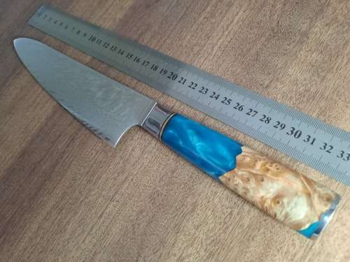 Damascus VG-10 Stainless Steel Japanese 13 Inch Chef's knife, Exotic Burl & Epoxy, RAZOR SHARP !!!!!