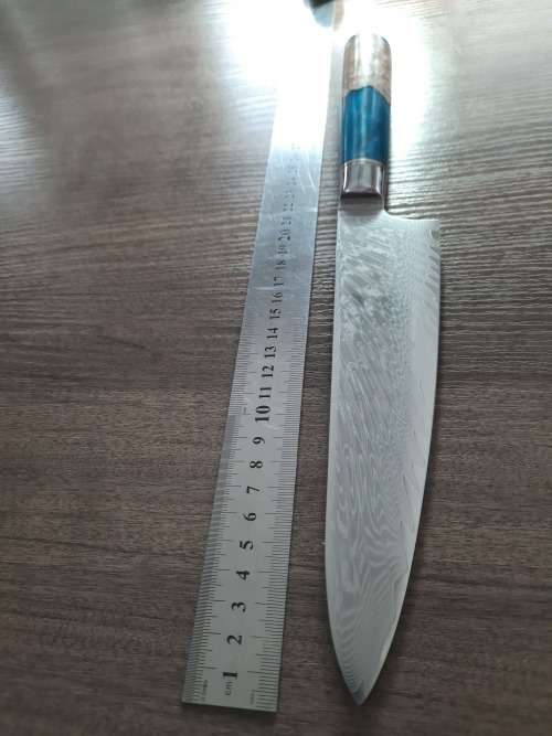 Damascus VG-10 Stainless Steel Japanese 13 Inch Chef's knife, Exotic Burl & Epoxy, RAZOR SHARP !!!!!