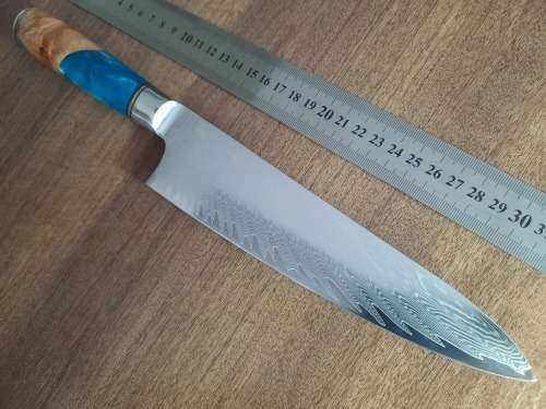 Damascus VG-10 Stainless Steel Japanese 13 Inch Chef's knife, Exotic Burl & Epoxy, RAZOR SHARP !!!!!