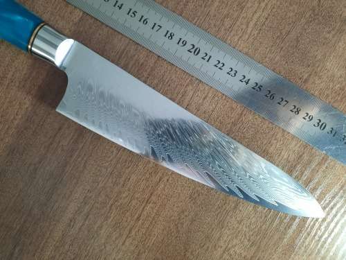 Damascus VG-10 Stainless Steel Japanese 13 Inch Chef's knife, Exotic Burl & Epoxy, RAZOR SHARP !!!!!