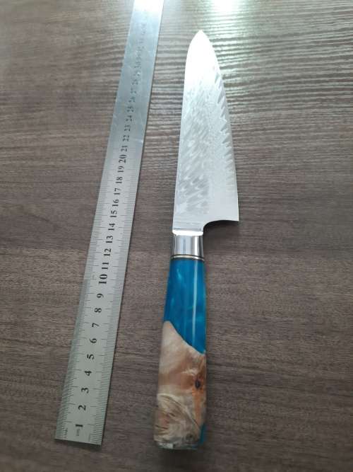 Damascus VG-10 Stainless Steel Japanese 13 Inch Chef's knife, Exotic Burl & Epoxy, RAZOR SHARP !!!!!