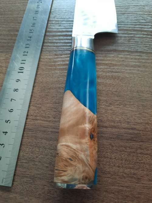 Damascus VG-10 Stainless Steel Japanese 13 Inch Chef's knife, Exotic Burl & Epoxy, RAZOR SHARP !!!!!