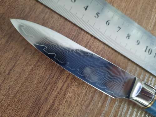 Damascus VG-10 Stainless Steel PAIRING knife, Exotic Burl & Epoxy handle.  RAZOR SHARP !!!!!
