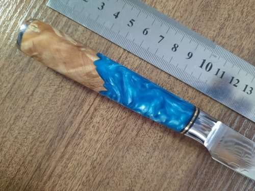 Damascus VG-10 Stainless Steel PAIRING knife, Exotic Burl & Epoxy handle.  RAZOR SHARP !!!!!