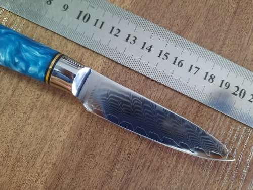Damascus VG-10 Stainless Steel PAIRING knife, Exotic Burl & Epoxy handle.  RAZOR SHARP !!!!!