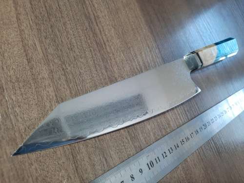 Damascus VG-10 Stainless Steel Japanese Chef's knife, Exotic Burl & Epoxy Resin handle, RAZOR SHARP,