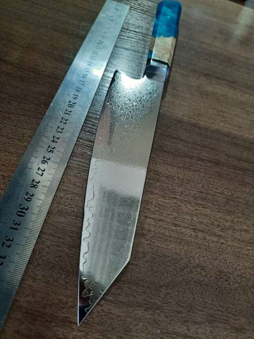Damascus VG-10 Stainless Steel Japanese Chef's knife, Exotic Burl & Epoxy Resin handle, RAZOR SHARP,