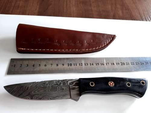 Handmade Damascus steel HUNTING  knife with MICARTA handle scales. NEW STOCK !!