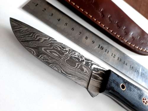 Handmade Damascus steel HUNTING  knife with MICARTA handle scales. NEW STOCK !!