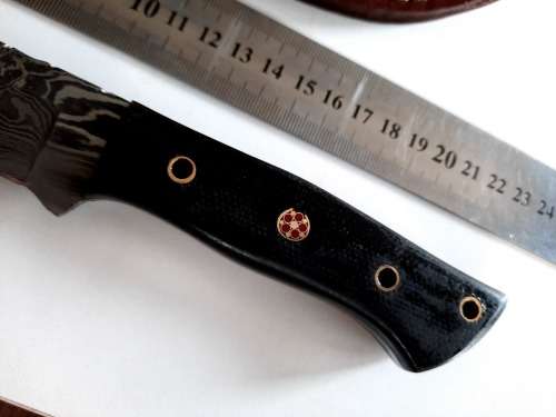 Handmade Damascus steel HUNTING  knife with MICARTA handle scales. NEW STOCK !!