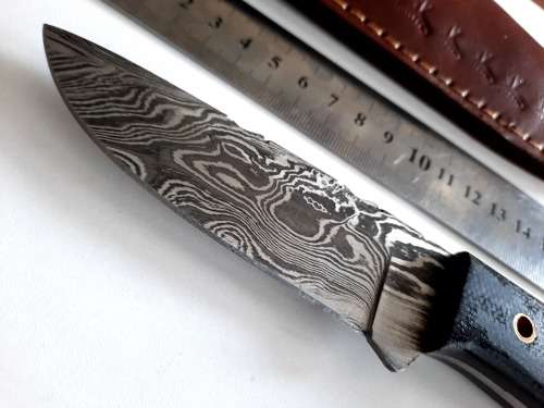 Handmade Damascus steel HUNTING  knife with MICARTA handle scales. NEW STOCK !!