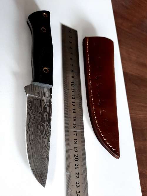 Handmade Damascus steel HUNTING  knife with MICARTA handle scales. NEW STOCK !!