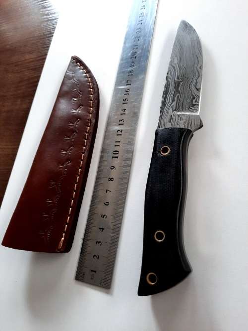 Handmade Damascus steel HUNTING  knife with MICARTA handle scales. NEW STOCK !!