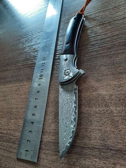 Damascus VG-10 Stainless Steel folding knife, RAZOR Sharp, Bolster Patterned, High Carbon SS