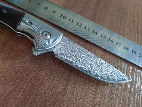 Damascus VG-10 Stainless Steel folding knife, RAZOR Sharp, Bolster Patterned, High Carbon SS