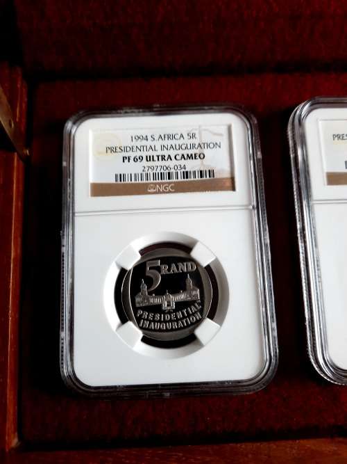 Mandela Presidential Inauguration GRADED 3 piece set , PF69, PF68, PF 67. ONE BID FOR THE COMPLETE S