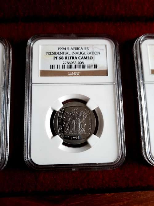 Mandela Presidential Inauguration GRADED 3 piece set , PF69, PF68, PF 67. ONE BID FOR THE COMPLETE S