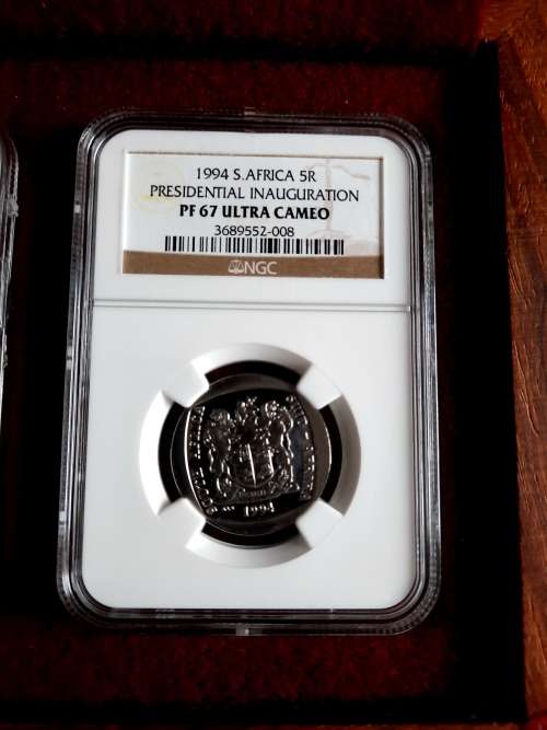 Mandela Presidential Inauguration GRADED 3 piece set , PF69, PF68, PF 67. ONE BID FOR THE COMPLETE S