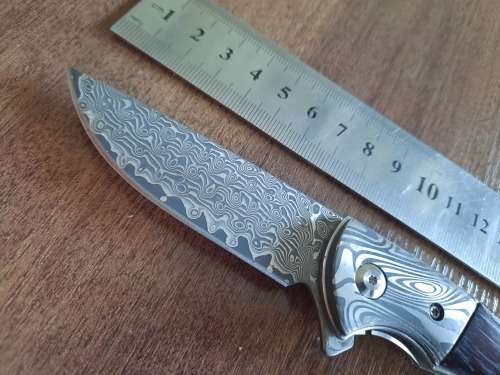 Damascus VG-10 Stainless Steel folding knife, RAZOR Sharp, Bolster Patterned, High Carbon SS
