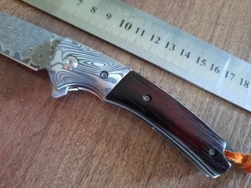 Damascus VG-10 Stainless Steel folding knife, RAZOR Sharp, Bolster Patterned, High Carbon SS