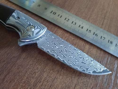 Damascus VG-10 Stainless Steel folding knife, RAZOR Sharp, Bolster Patterned, High Carbon SS