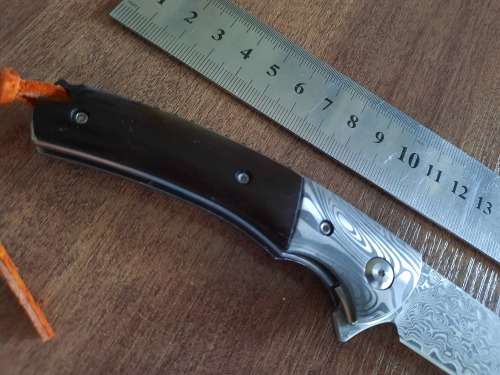 Damascus VG-10 Stainless Steel folding knife, RAZOR Sharp, Bolster Patterned, High Carbon SS